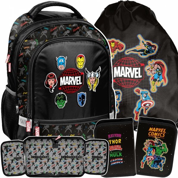 PLECAK SZKOLNY AVENGERS DO 1 KLASY DLA CHŁOPAKÓW ZESTAW 3w1 THOR HULK