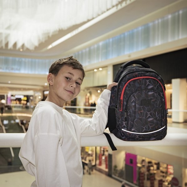 PLECAK BACKUP SZKOLNY MŁODZIEŻOWY ZESTAW 3w1 DLA CHŁOPAKA 4 kom. TECHNO RED
