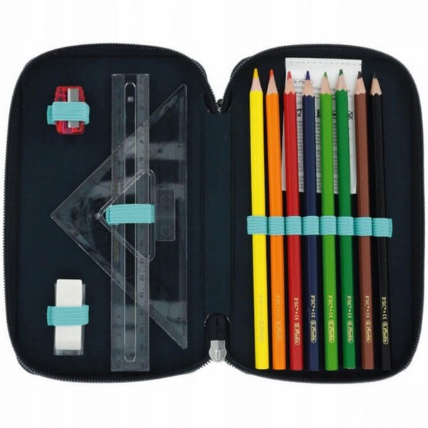 HERLITZ PIÓRNIK 3 komorowy DO SZKOŁY z WYPOSAŻENIEM LIONS