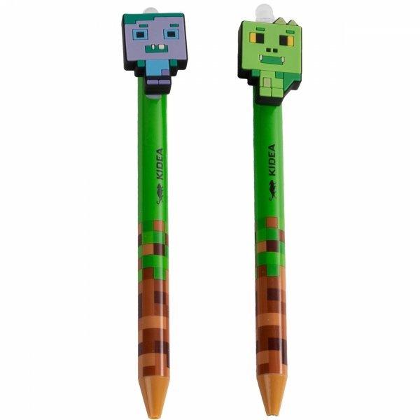 2 szt. WYMAZYWALNY DŁUGOPIS KOMPLET MINECRAFT KIDEA PIKSELE GAMING GAMER