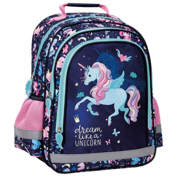 PLECAK JEDNOROŻEC SZKOLNY DO 1 KLASY KOMPLET 5el DZIEWCZĘCY UNICORN DERFORM