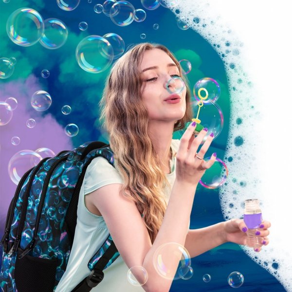 KOMPLET 5ele. BAŃKI PLECAK MŁODZIEŻOWY BACKUP SZKOLNY DZIEWCZĘCY BUBBLE