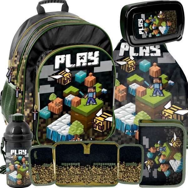 Plecak Minecraft Pixele SzkolnyZestaw 3w1 dla Chłopaka [PP21GM-090]