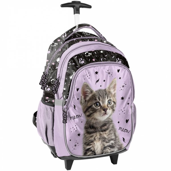 PLECAK z KOTKIEM NA KÓŁKACH SZKOLNY KOMPLET 3el DO PODSTAWÓWKI KOTEK CATS