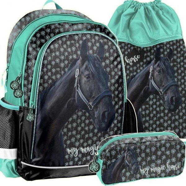 Plecak dla Dziewczyny Szkoły w Konie Komplet Koń [PP19KN-081]