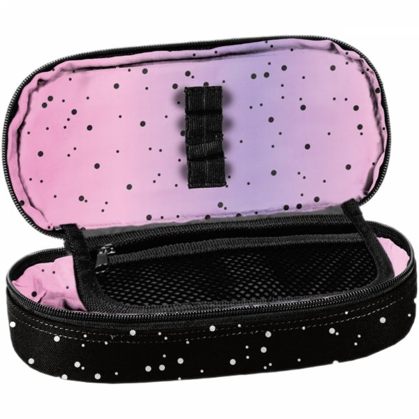 PIÓRNIK CZARNY w KROPKI ETUI SZKOLNY USZTYWNIANY MŁODZIEŻOWY BEUNIQ