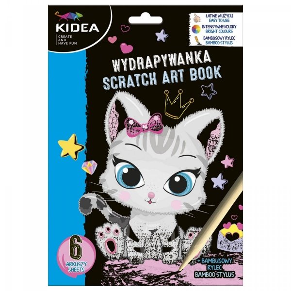 Wydrapywanka z Bambusowym Rylcem Kidea Kotki 6 Arkuszy [WYKKA]