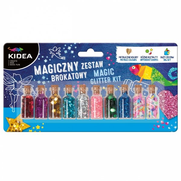 Magiczny zestaw Brokatowy Artystyczny Kidea 10 elem. Brokat Cekiny [MZBKA]