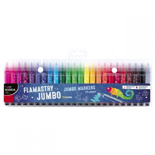 Pisaki Flamastry Jumbo Grube 24 Kol Mazaki Kidea dla Dzieci [FJ24KKA]