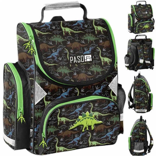 TORNISTER DINOZAURY SZKOLNY DLA CHŁOPAKA DO 1 KLASY TYRANOZAUR PASO