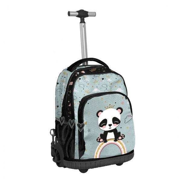 PANDA PLECAK NA KÓŁKACH Z MISIEM DLA DZIEWCZYNEK SZKOLNY KOMPLET 3w1