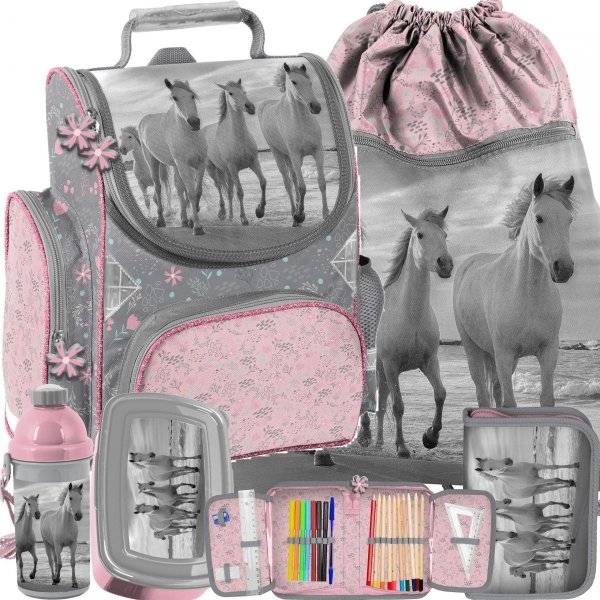 Horse Szkolny Tornister dla Dziewczyny Konie Zestaw 5w1 [PP21HO-525]