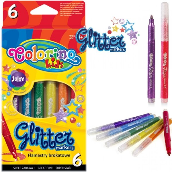 Markery Brokatore Flamastry 6 Kol Colorino Mazaki Pisaki [65641PTR]
