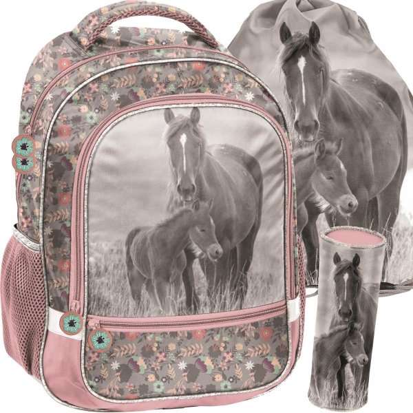 Plecak Dziewczęcy Koń Konie Komplet do Szkoły Podstawowej [PP20KO-260]