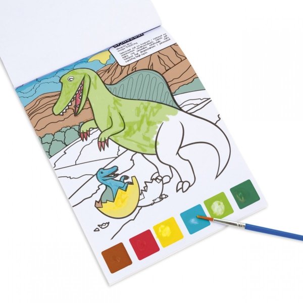 Malowanka z Farbkami i Pędzelkiem Dinozaury 10 Arkuszy [MFPDKA]