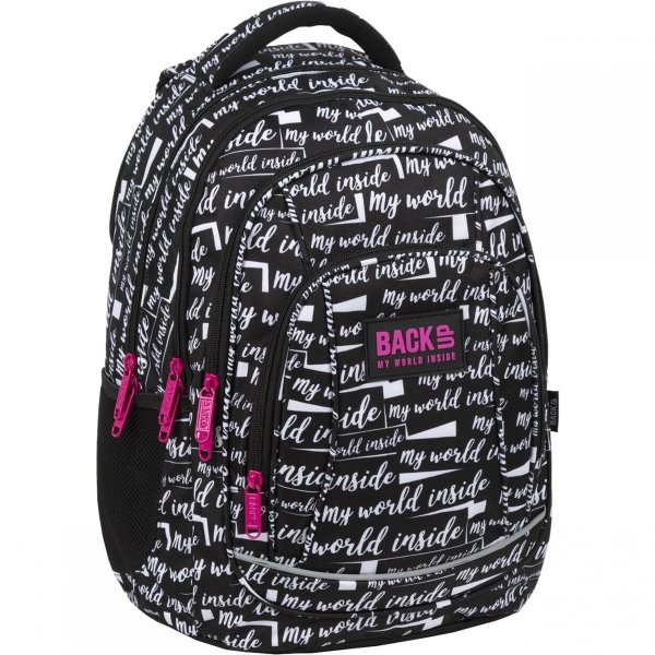 Plecak z Napisami Młodzieżowy BackUP Szkolny dla Uczennicy [PLB3A09]