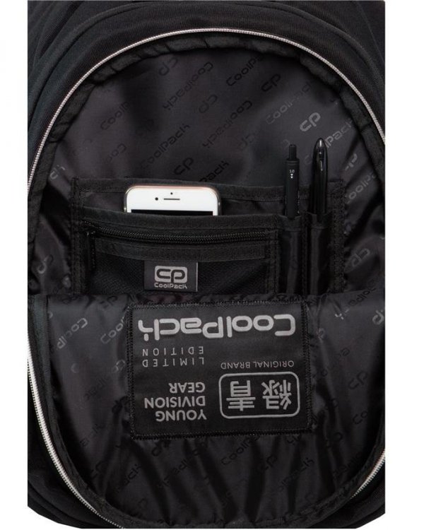 Czarny Plecak CoolPack Cp Młodzieżowy z Napisem SILVER [A22118]