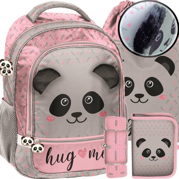 Plecak do Szkoły dla Dziewczynki Misiu Panda z Uszami Pluszowymi [PP20PA-260]