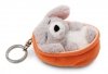 NICI 49991 Brelok Sleeping Pets pies pudel szary 8cm, koszyk pomarańczowy