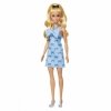 Barbie Lalka Fashionistas Blondynka w niebieskiej sukience z kokardkami HYT93 MATTEL