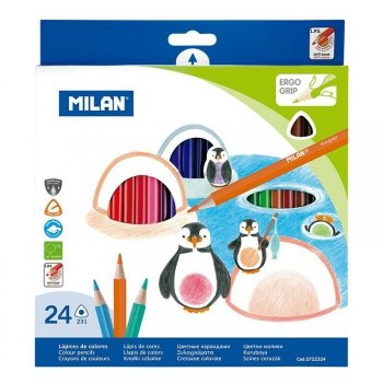 Kredki 24 kolory ołówkowe trójkątne 0722324 MILAN