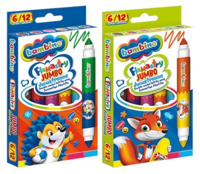 Flamastry 12kol 6szt dwustronne Jumbo standard MAJEWSKI p12, mix cena za 1 szt