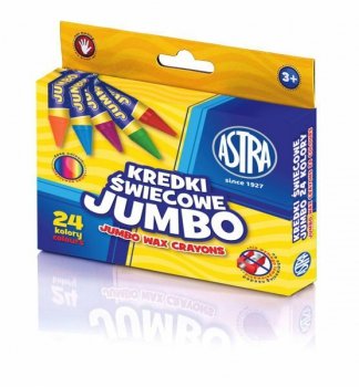 Kredki świecowe 24 kolory Jumbo 9mm/100mm ASTRA