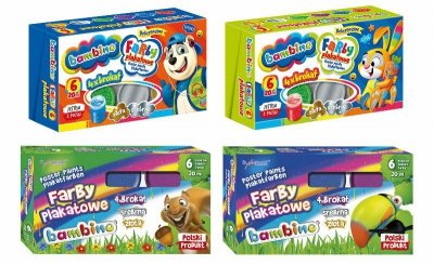 Farby plakatowe 6 kolorów 20ml Brokat Standard MAJEWSKI mix cena za 1 szt p10