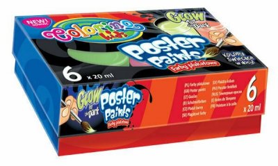 Farby plakatowe 6 kol. 20 ml. Glow Colorino Kids