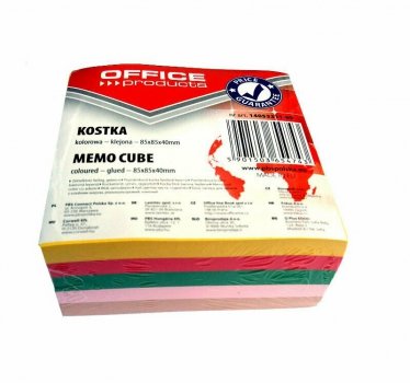 Kostka kolorowa klejona 85x85x40mm OFFICE PRODUCTS p12 cena za 1szt