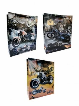 Torebka ozdobna prezentowa laminowana Motory 3wz 016B 26x32x9cm p12, mix cena za 1 szt