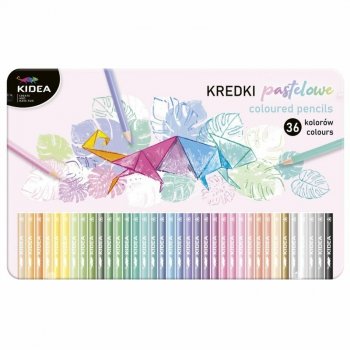 Kredki pastelowe trójkątne w metalowym pudełku 36 kolorów Kidea p8