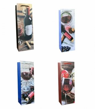 Torebka ozdobna prezentowa butelka wino 908 12x35x9cm p12 mix cena za 1 szt