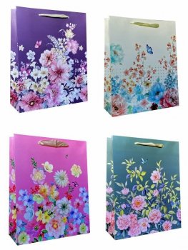 Torebka ozdobna prezentowa 4wz Kwiaty 30x39x12cm JP529A p12 mix cena za 1 szt