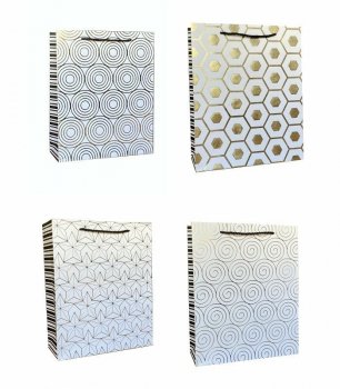 Torebka ozdobna prezentowa metalizowana 26x32x10cm 958B p12 mix cena za 1 szt