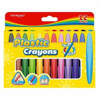 Kredki świecowe 12 kolorów Keyroad Twin Tips plastikowe trójkątne p12