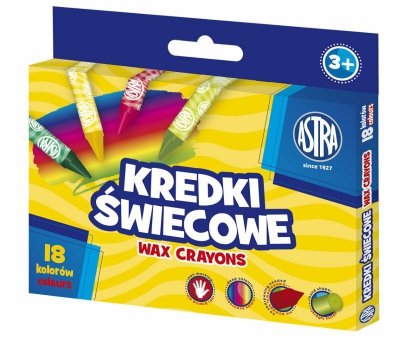 Kredki świecowe okrągłe 18 kolorów 8/90mm ASTRA 316023007