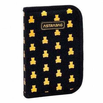 Piórnik pojedynczy dwuklapkowy bez wyposażenia Astrabag Golden Teddy AC1