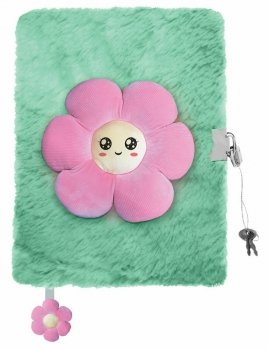 Pamiętnik z kłódką 3D włochacz A5 96k linia PINK FLOWER Kwiat różowy