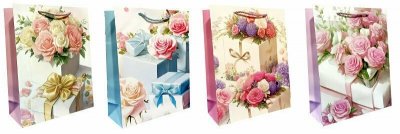 Torebka ozdobna prezentowa 26x32x10 cm DW10037B mix cena za 1 szt