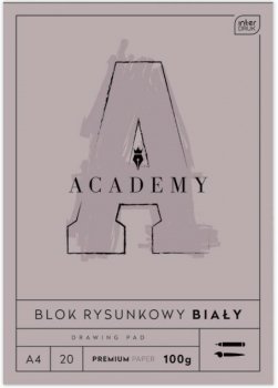 Blok rysunkowy biały A4 20 kartek 100g Academy Interdruk