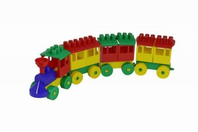 Polesie 36711 Klocki - Lokomotywa z trzema wagonami w siatce