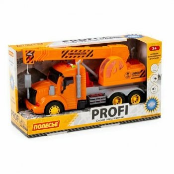Polesie 86617 Profi' samochód-dzwig z napędem, pomarańczowy, światło, dźwięk w pudełku