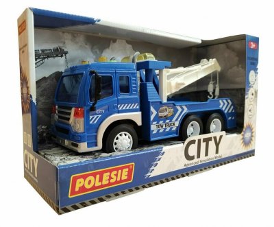 Polesie 86525 City samochód ewakuator, inercyjny niebieski (ze światłem i dźwiękiem) w pudełku