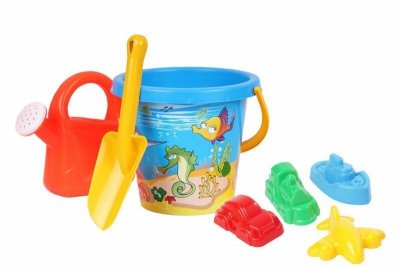 Zestaw do piasku 4 Wiaderko z akcesoriami konewka łopatka foremki TechnoK 0099 p28 mix cena za 1 szt