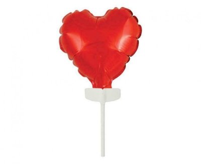 Balon foliowy samozamykający na patyku 8 cm Serce czerwone BS-4CRW