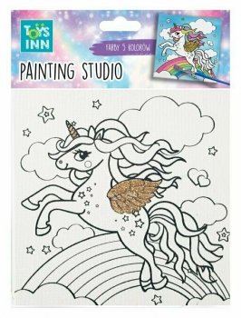 Obraz do malowania Jednorożec z brokatem Canvas Unicorn Rainbow STN 7915