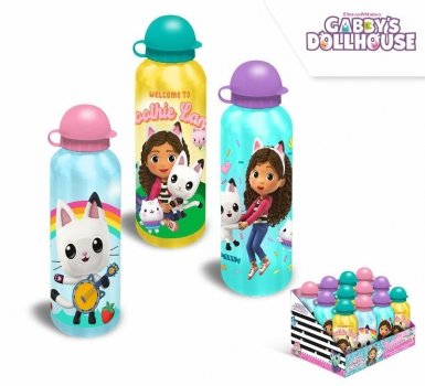 Bidon aluminiowy 500ml Koci Domek Gabi. Gabby's Dollhouse 3 wzory GD00009 Kids Euroswan mix cena za 1 szt