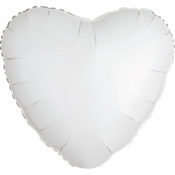 Balon foliowy metalik biały serce 43cm 9914090