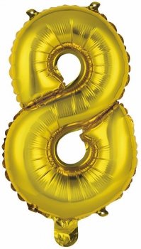 Balon foliowy mini cyfra 8 złota 29x40cm 9909686